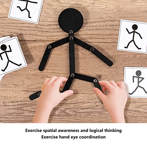 Juguete Stickman De Madera,Stick Bot, Juguetes Stickman Educativos, Juguetes Stickman Ejercicio De Coordinación Material De Tilo Negro Sin Rebabas Juguete Educativo Rompecabezas Para Mayores De 3 Año