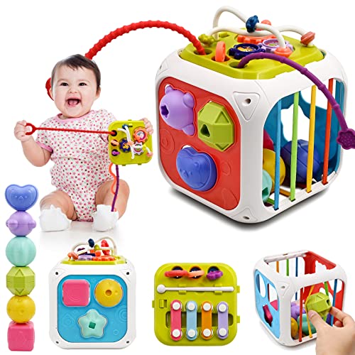 Juguetes Niños 1 2 Año, 7 in 1 Montessori Sensoriales Educativos Juguete para Bebe 6-12 18 Meses Cubo de Actividades Juguetes Clasificador de Formas para 1 2 3 Años Regalo de Cumpleaños Navidad