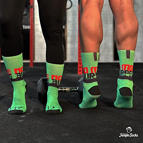 Jungle Socks, Pack de 3 Calcetines Deportivos Divertidos para Crossfit, Gimansio, Ciclismo, Running, Pádel, Halterofilia, Trekking. Cómodos, Resistentes y Sin Costuras. Diseñado en Europa.