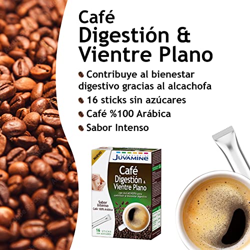 JUVAMINE - Café Vientre Plano y Digestión - Café 100% Arábica Con Alcachofa - Sabor Intenso - Tueste Mediano