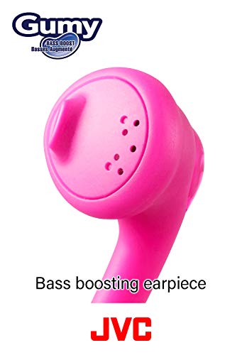 JVC Gumy HA-F160 - Auriculares In Ear con Cable de 1 metro para Android, iPhone, Ordenadores, Portátiles, Consolas y más (Imán de Neodimio, Jack de 3,5 mm, 15 Hz - 20 KHz), Color Rosa