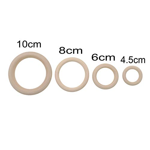 JZK 20 PCS 8cm Grande anillos de madera natural para manualidades, anillo madera sin terminar para macramé dentición bebe colgador de macetas plantas, redondos aros madera mordedor