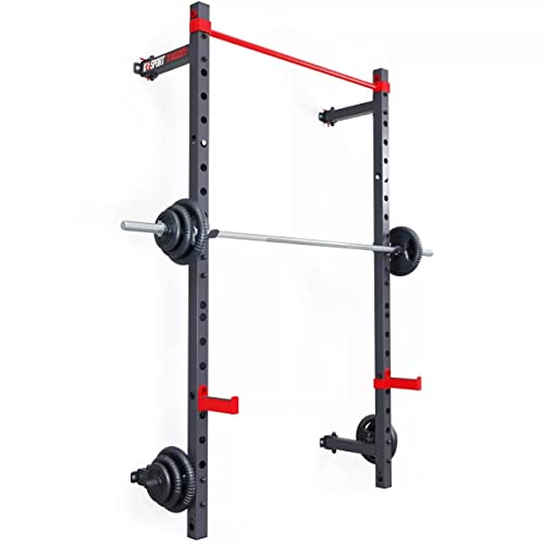 K-Sport: Rack de pared cuadrado con barra de dominadas para montaje en pared de hasta 225 kg, soporte para sentadillas con dominadas I estación de fuerza ideal para el hogar