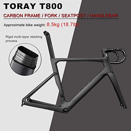 KABON Bicicleta de Carretera de Carbono, Cuadro de Fibra de Carbono T800 700C Bicicleta de Carretera con Frenos de Disco de 18 Velocidades Bicicleta de Carreras para Hombres y Mujeres