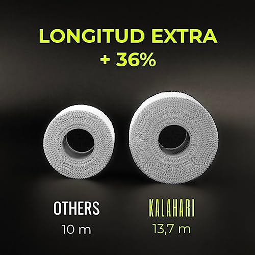 Kalahari 6 x Tape Deportivo Blanco - 3.8cm x 13.7m - Cinta Adhesiva con Borde Serrado - Vendaje Funcional para Crossfit, Escalada, Vóleibol, Boxeo, de Dedos – Esparadrapo No Elástico 100% Algodón