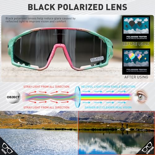 KAPVOE Gafas Polarizadas Hombre/Mujer MTB Gafas Running Bicicleta Montaña Ciclismo Gafas Sol Btt TR90 Gafas Deportivas Lentes Rojo