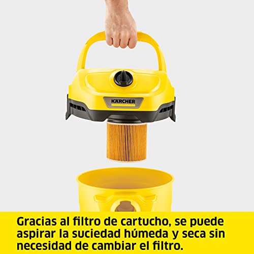 Kärcher Aspirador en seco y húmedo WD 2 Plus V-12/4/18/C, función soplado, depósito de plástico: 12 l, Manguera aspiración: 1,8 m, Incluye: Filtros y Boquilla para Suelo y Ranuras