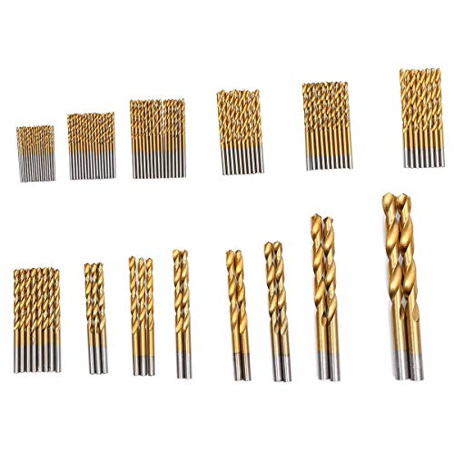 KATSU Brocas helicoidales 99 Piezas 1,5 mm a 10mm HSS Recubiertas en Titanio de Taladro Juego de Brocas para Taladrar Madera Plástico con Estuche