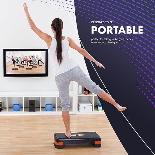 KAYMAN Pasos de ejercicio – Stepper de fitness para el hogar y el gimnasio, adecuado para aeróbicos, cardio, pesas, yoga, entrenamiento de DVD - Altura ajustable de 2 niveles (10,15 cm) - Equipo