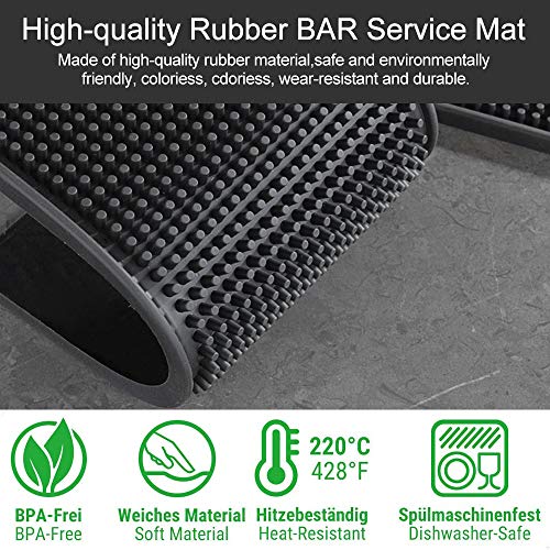 KBNIAN Alfombra de Servicio para Bar Estera de Servicio Rectangular de PVC Antideslizante Accesorios para Barra de Bar para Guardar Vajillas Drenar en Bar Cafetería Restaurante Cocina - Negro, 15*30cm