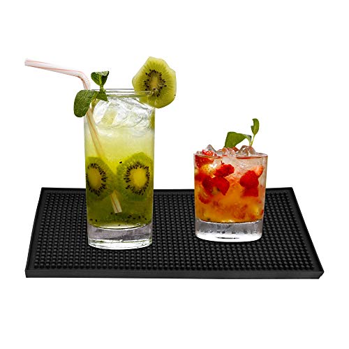 KBNIAN Alfombra de Servicio para Bar Estera de Servicio Rectangular de PVC Antideslizante Accesorios para Barra de Bar para Guardar Vajillas Drenar en Bar Cafetería Restaurante Cocina - Negro, 15*30cm