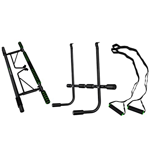 KESSER® 4en1 Barra de dominadas Premium Incl Dip-Station & Power Ropes, Barra de Puerta Plegable, colgado Seguro del Marco de la Puerta, Barra de dominadas para Crossfit, Verde