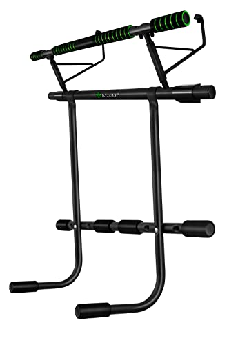 KESSER® 4en1 Barra de dominadas Premium Incl Dip-Station & Power Ropes, Barra de Puerta Plegable, colgado Seguro del Marco de la Puerta, Barra de dominadas para Crossfit, Verde