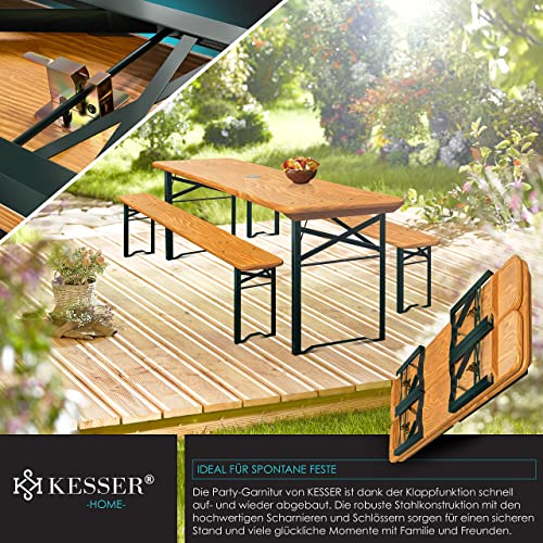 KESSER® Juego de Mesa de jardín de Cerveza Juego de Muebles de jardín de 3 Piezas | Plegable 170 x 46 x 75 cm | 2 Bancos de Cerveza, 1 Mesa de Cerveza