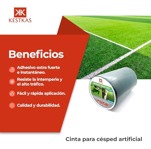 KESTKAS Cinta para Césped Artificial 15cm x 10m Cinta Union Cesped Artificial Fijación - Exterior - Jardín - Unión de Alfombras - Moquetas - Fácil de Usar