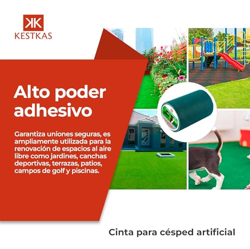 KESTKAS Cinta para Césped Artificial 15cm x 10m Cinta Union Cesped Artificial Fijación - Exterior - Jardín - Unión de Alfombras - Moquetas - Fácil de Usar