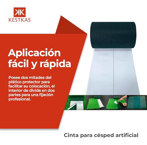 KESTKAS Cinta para Césped Artificial 15cm x 10m Cinta Union Cesped Artificial Fijación - Exterior - Jardín - Unión de Alfombras - Moquetas - Fácil de Usar