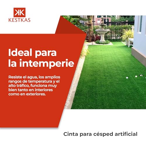 KESTKAS Cinta para Césped Artificial 15cm x 10m Cinta Union Cesped Artificial Fijación - Exterior - Jardín - Unión de Alfombras - Moquetas - Fácil de Usar