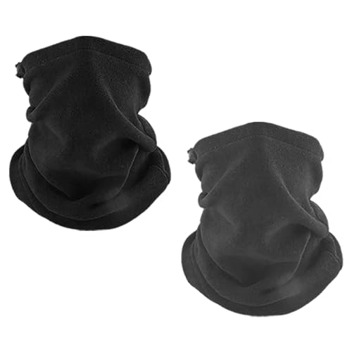 KEYRI 2 Piezas Braga para Cuello Bufanda Calentador, Braga para Cuello Invierno Windstopper Snood Mascarilla Deportiva Warm, Cálida Bufanda con Cordón Bufanda Tubular para Hombre Mujer (Negro + Gris)