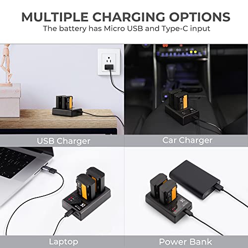 K&F Concept NP-FZ100 Batería de Repuesto(2 Pack) con Cargador Dual USB,Sony NP-FZ100 Batería de Cámara 2280mAh para Sony Alpha A7 III,A7R III (A7R3),A9,a6600,a7R IV,Alpha a9 II