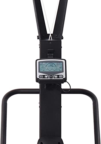 KFT Máquina de Esquí, Ski Trainer con Plataforma, Máquina de Remo Vertical de Aluminio, Resistencia al Aire de 9 Niveles, Monitor, Base de Madera Antideslizante, Empuñaduras Ergonómicas