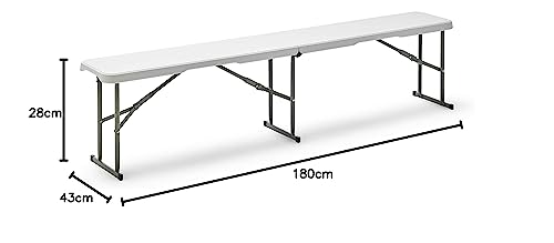 KG KITGARDEN - Banco Plegable Multifuncional, 180x28x43 cm, Blanco, Folding BC180