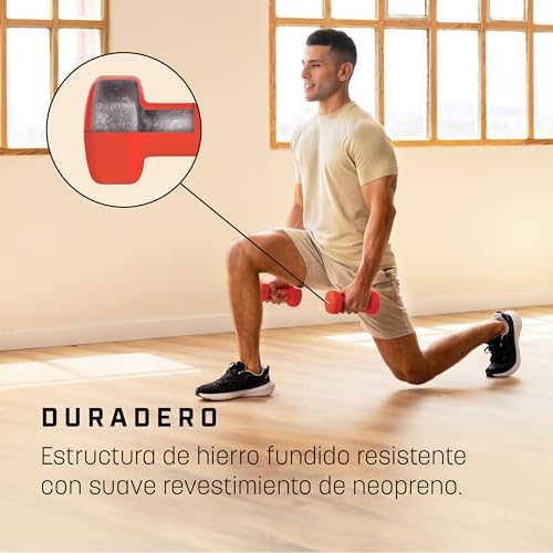 KG Physio Mancuernas y Póster A3 con Ejercicios Ejemplo - Mancuernas con Forro de Neopreno, Agarre Cómodo, Resistente al Sudor y con Tecnología anti-roll