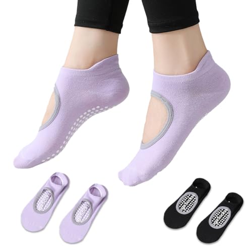 KGDUYC Calcetines de Yoga para Mujer,Calcetines para Mujer,Calcetines de Suelo Antideslizantes Deportivos Pilates Profesionales Antideslizantes para Mujer (2 Pares)