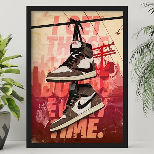 Kicks on Kanvas Póster Hanging Air Jordan 1 Travis Scott, 50 x 70 cm, sin marco