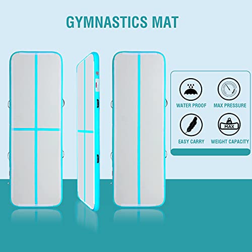 KIKILIVE Colchoneta de Gimnasia, 10CM Colchonetas de Entrenamiento, 3M Colchoneta Inflable Tumbling Gimnasia con Bomba de Aire, Alfombrillas de Entrenamiento para Uso Doméstico/Formación/Gimnasia