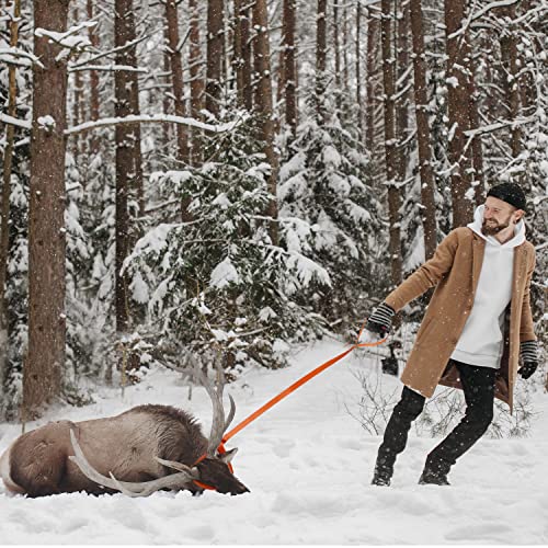 KINBOM 2 Piezas Deer Drag, Naranja Arnés para Tirar de Venado con Lazo de Autobloqueo y Mango de Fácil Agarre Cuerda de Arrastre para Venado Accesorios para Hombres Caza