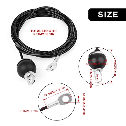 KINHARD 3M Cable de Acero para Fitness, Cable de Gimnasio Ajustable, LAT Sistema de Polea Desplegable de Elevación Accesorios de Cable para Cables Máquina Gym en Casa Equipo de Levantamiento de Pesas