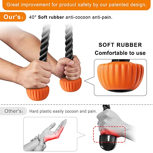 Kipika Cuerda de tríceps, Polea para Triceps Cuerda de Triceps Cuerda Tríceps Cuerda Polea Gym Triceps Rope Cuerda Gym Resistente con Extremos de Goma Suave, 28 Pulgadas, Naranja