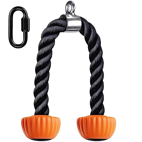 Kipika Cuerda de tríceps, Polea para Triceps Cuerda de Triceps Cuerda Tríceps Cuerda Polea Gym Triceps Rope Cuerda Gym Resistente con Extremos de Goma Suave, 28 Pulgadas, Naranja