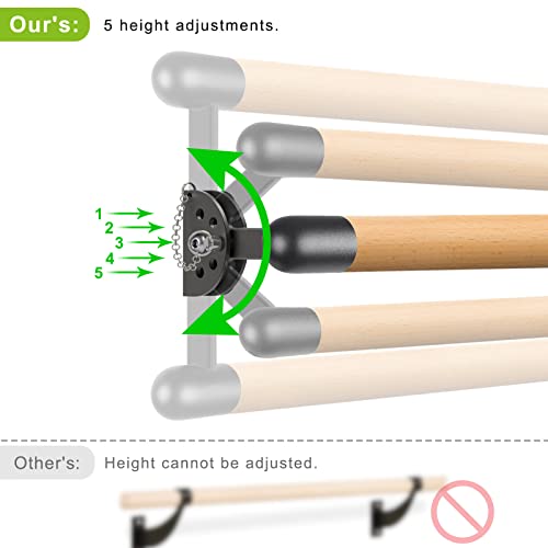 Kipika Sistema Tradicional de Ballet de Madera Maciza montado en la Pared, Barra Estirada/de Baile para Equipo de Baile de Entrenamiento en casa, 9 pies de Largo, 1 1/2 Pulgadas de diámetro