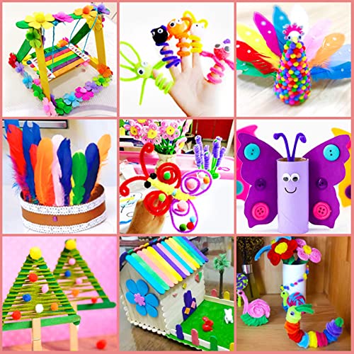 Kit Manualidades Niños 2200+PCS, Pipe Cleaners Crafts Set,Juego de Manualidades,Limpiadores de Pipa Chenilla y Pompoms con Wiggle Eyes y Sticks, Juego Creativo Regalo para Craft DIY Art Supplies