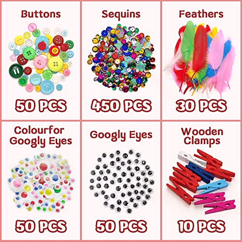 Kit Manualidades Niños 2200+PCS, Pipe Cleaners Crafts Set,Juego de Manualidades,Limpiadores de Pipa Chenilla y Pompoms con Wiggle Eyes y Sticks, Juego Creativo Regalo para Craft DIY Art Supplies