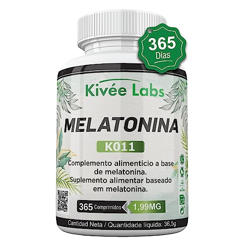 KivéeLabs® 365 Comprimidos Melatonina Pura 1,99 mg (Suministro 1 Año) | Rápida Asimilación | Suministro para 1 año | Ayuda con el insomnio y trastornos del sueño | Vegano sin OMG | Fabricado en España