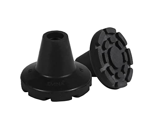 KMINA - Tacos Muletas Antideslizantes 19 mm, 18 mm y 17 mm (x2 uds), Conteras Muletas, Virolas de Goma para Muletas, Conteras Anchas Negras para Muletas - Fabricado en España