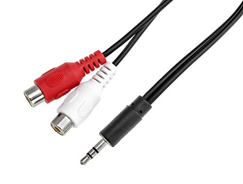 KnnX 28053 - Cable de Audio estéreo bidireccional - Conector Macho de 3,5mm a 2 x RCA Phono Hembra - Longitud: 20 cm