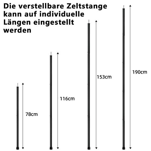 KOMCLUB Varillas de Tienda de campaña, Varillas telescópicas de Aluminio para Tienda de campaña, Ligeras, Ajustables, de Repuesto, para Deportes al Aire Libre, Camping, 2 m
