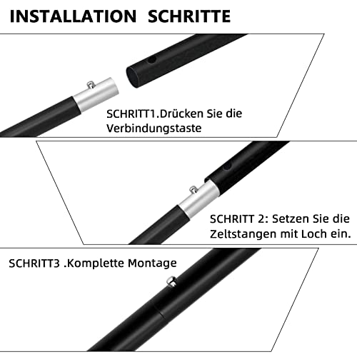KOMCLUB Varillas de Tienda de campaña, Varillas telescópicas de Aluminio para Tienda de campaña, Ligeras, Ajustables, de Repuesto, para Deportes al Aire Libre, Camping, 2 m