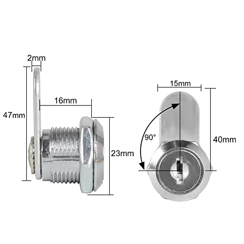 KOSHIFU Cerradura de Seguridad de Metal con 2 Llaves, 16 mm, Cerradura de Levas para Puerta de Armario Buzón Archivos Escritorio de Oficina