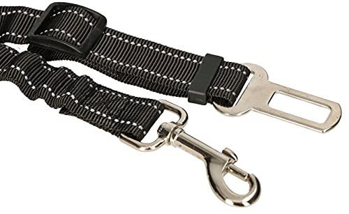 KOTARBAU® Cinturón de Seguridad para Perros, Correa elástica para Coche, con mosquetón, Negro, Ajustable de 55 a 102 cm, Cinturón con Banda elástica de absorción de Impactos