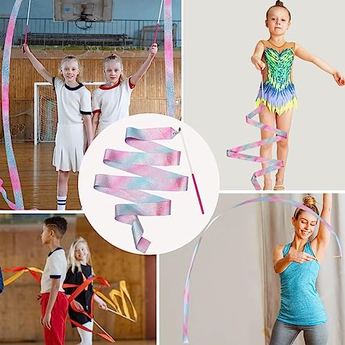 KQN 3 Piezas Cinta De Gimnasia Rítmica para Niñas, Cinta Gimnasia Ritmica/Aro Gimnasia Ritmica Niña/Cintas De Baile para Gimnasia Rítmica/Cinta De Baile Unisex Wands,Juego De Palos De Baile