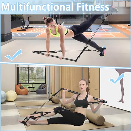 KRTOYUST Barra de Pilates,Gomas Elasticas Musculacion,Bandas de Resistencia para Smartworkout,Cintas Elasticas Fitness para Musculación en Casa y Gimnasio,con 6 Bandas Resistencia (Negro)