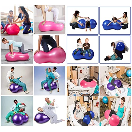 KRUIHAN Peanut Ball - Pelota de Ejercicio,Pelota de Yoga,Pelota de Embarazo,para Trabajo de Parto,Fisioterapia,Fuerza del Núcleo,Fitness en el Hogar y el Gimnasio (Incluye Bomba),Rosado