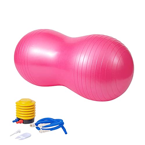 KRUIHAN Peanut Ball - Pelota de Ejercicio,Pelota de Yoga,Pelota de Embarazo,para Trabajo de Parto,Fisioterapia,Fuerza del Núcleo,Fitness en el Hogar y el Gimnasio (Incluye Bomba),Rosado