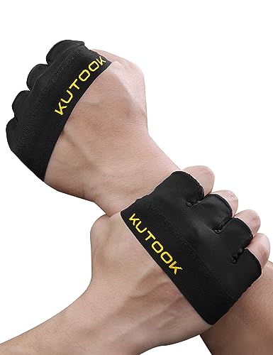 KUTOOK Guantes Gimnasio Hombre Mujer Gym Fiteness Pesas Crossfit Entrenamiento Accesorios Dominadas Calistenia Negro L