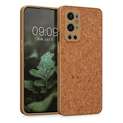 kwmobile Carcasa Compatible con OnePlus 9 Pro - Funda de Corcho y Silicona - Case para móvil en marrón Claro